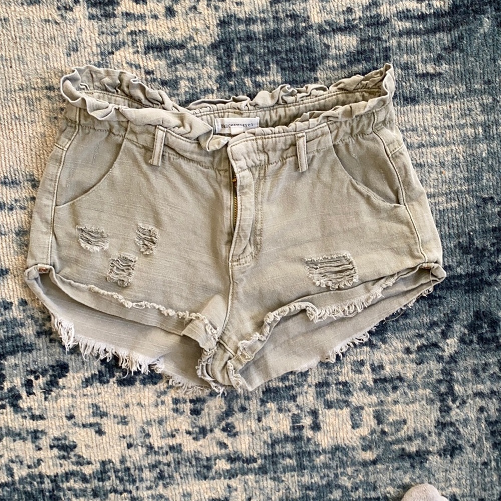 Dance & Marvel Army Green Distressed Shorts
